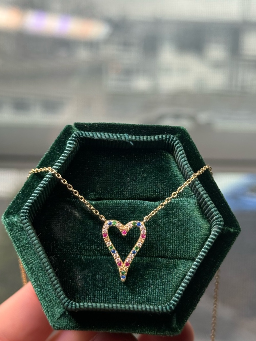 Gold plated heart with cubic zirconias